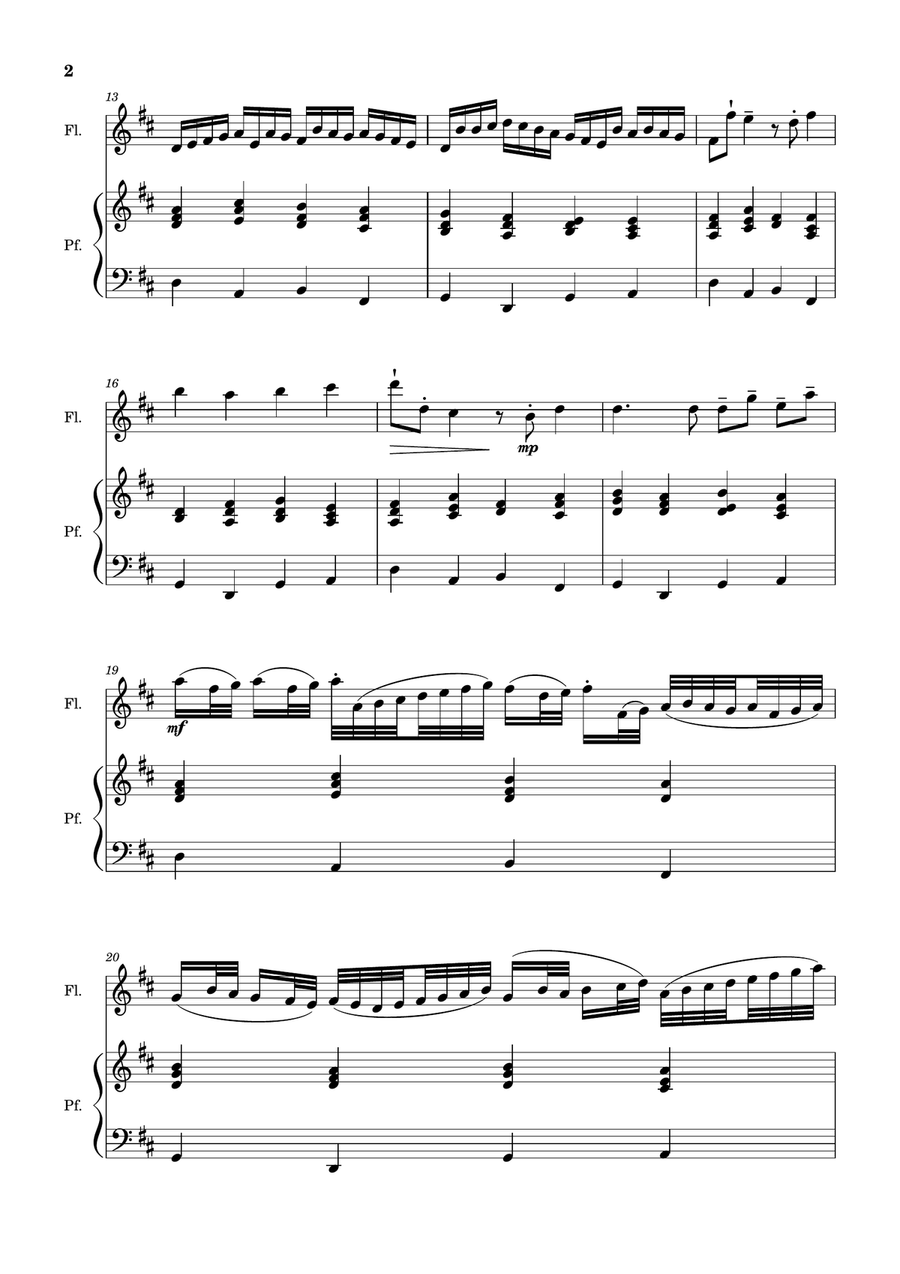 Canon in D Major, P.37; T.337. Arranged for Flute and Piano. Woodwind Duet scores gallery preview page 2
