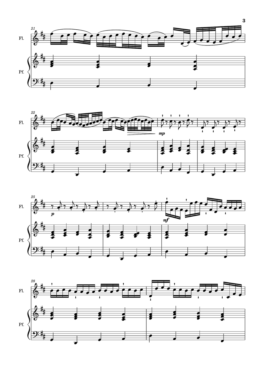 Canon in D Major, P.37; T.337. Arranged for Flute and Piano. Woodwind Duet scores gallery preview page 3