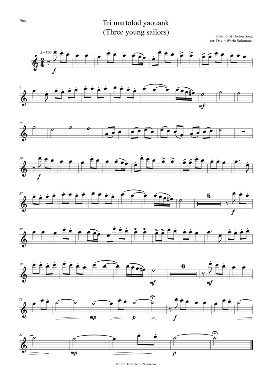 Tri Martolod Yaouank (Three young sailors) for wind quintet Woodwind Quintet scores gallery preview page 3