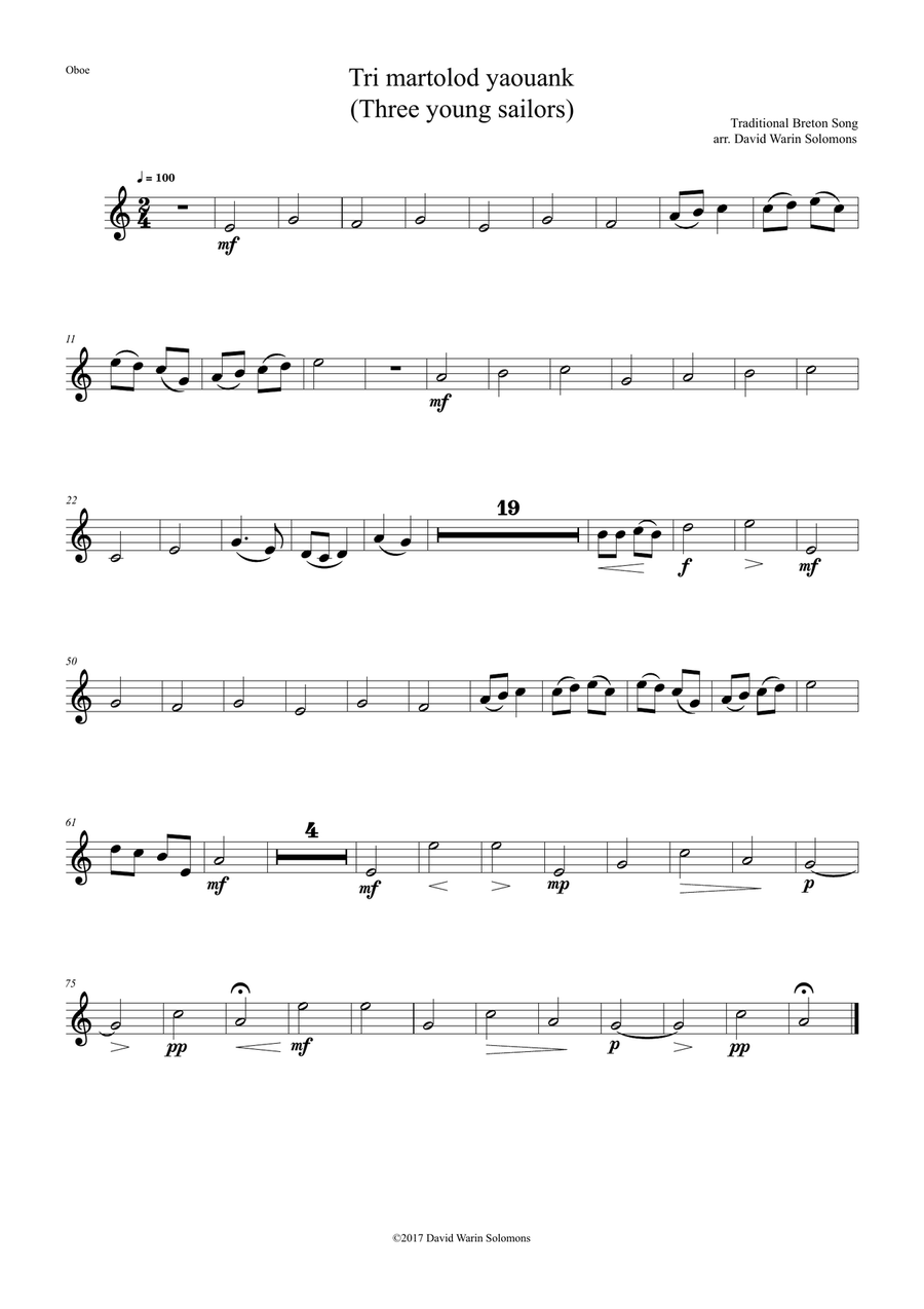 Tri Martolod Yaouank (Three young sailors) for wind quintet Woodwind Quintet scores gallery preview page 4