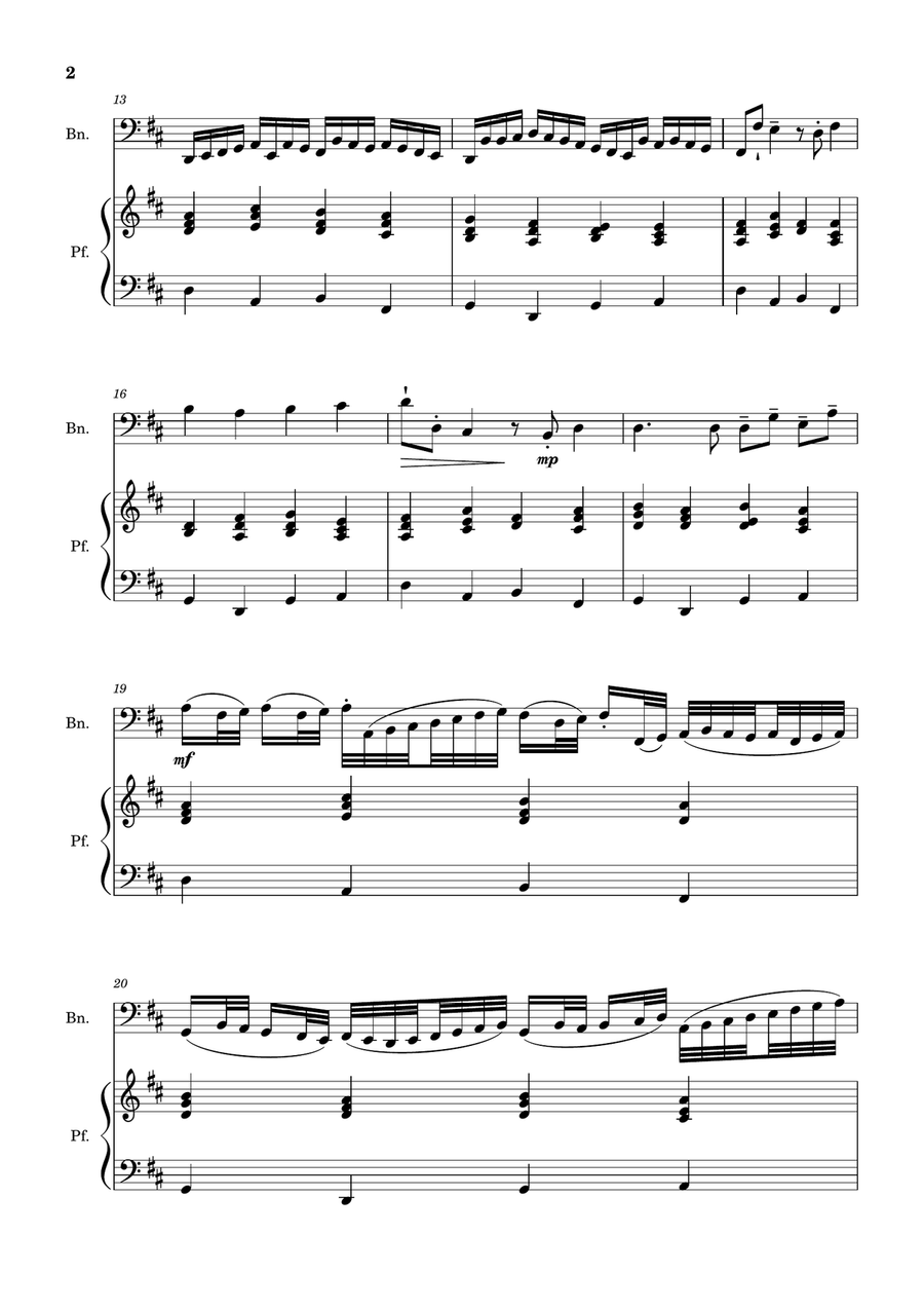 Canon in D Major, P.37; T.337. Arranged for Bassoon and Piano Woodwind Duet scores gallery preview page 2