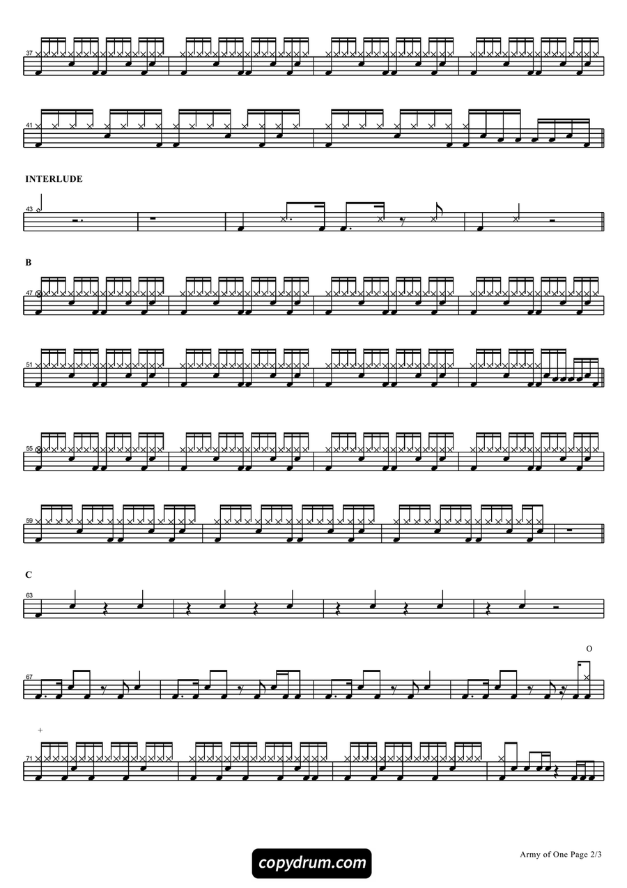 Army Of One Army Of One Drum Set scores gallery preview page 2