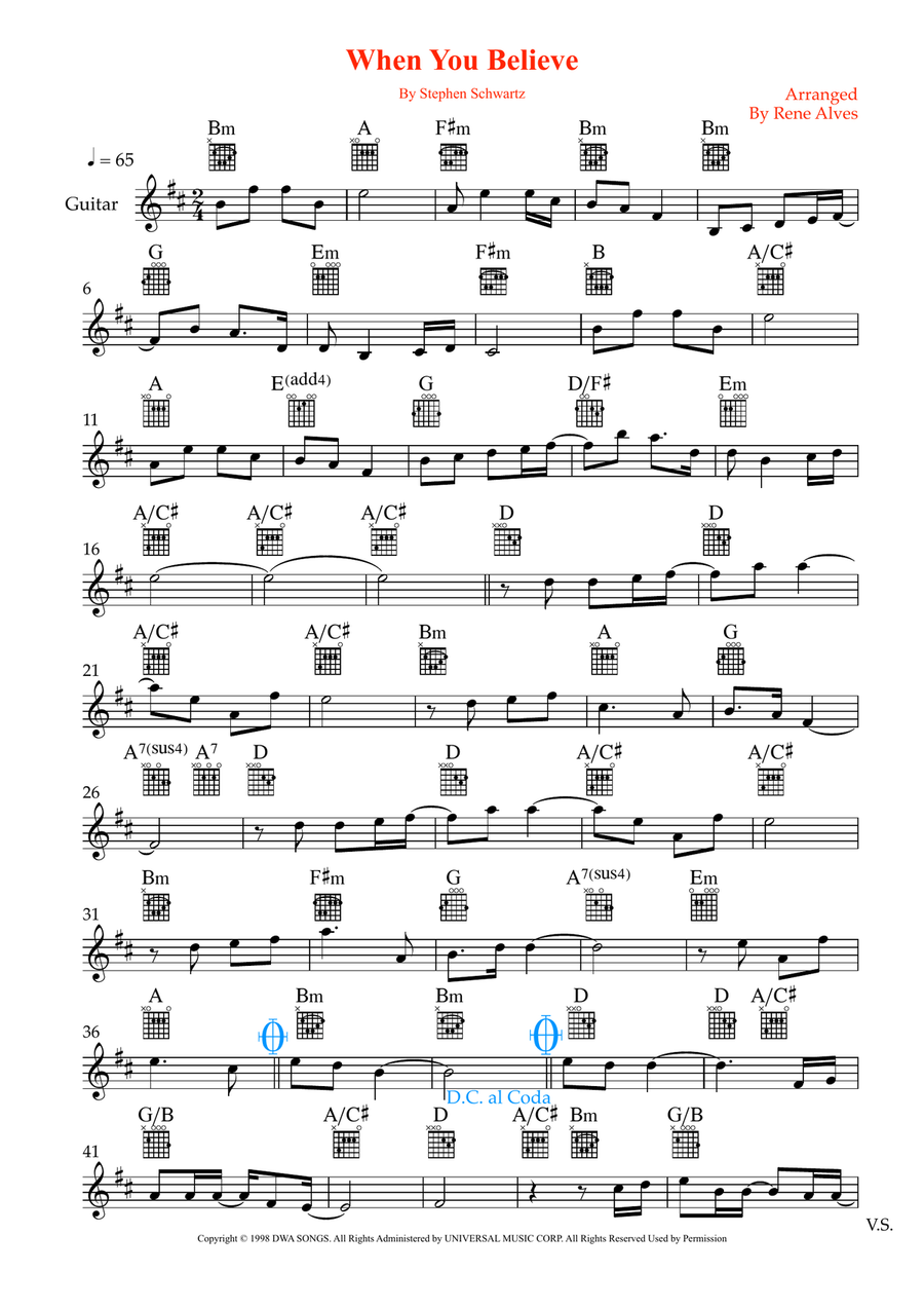 When You Believe When You Believe Acoustic Guitar scores gallery preview page 1