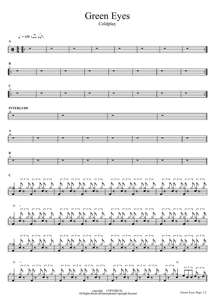 Green Eyes Green Eyes Drum Set scores gallery preview page 1