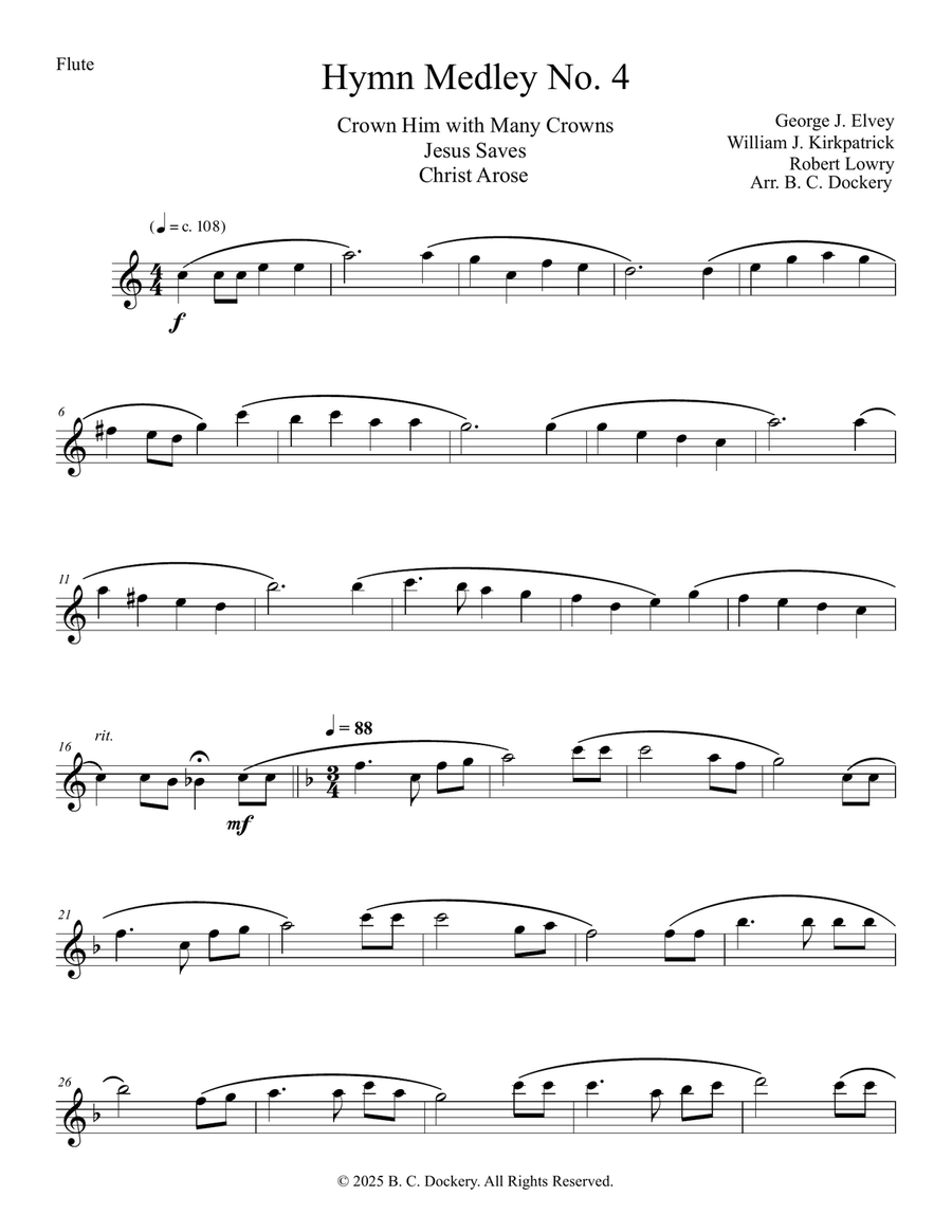 Hymn Medley No. 4 (Flute Solo) Flute Solo scores gallery preview page 1