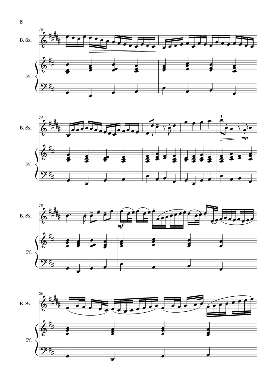 Canon in D Major, P.37; T.337. Arranged for B. Sax and Piano Woodwind Duet scores gallery preview page 2