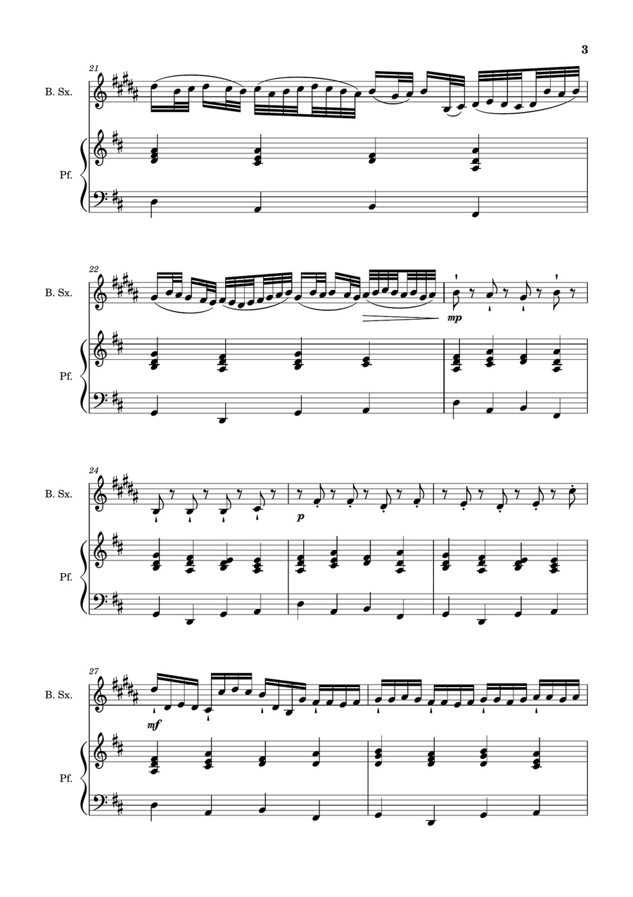 Canon in D Major, P.37; T.337. Arranged for B. Sax and Piano Woodwind Duet scores gallery preview page 3