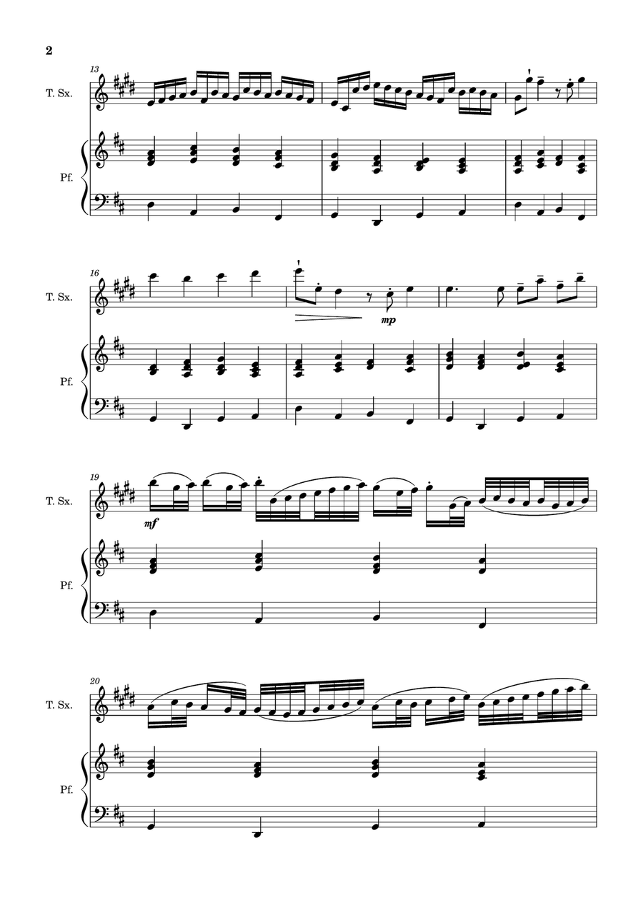 Canon in D Major, P.37; T.337. Arranged for T. Sax and Piano Woodwind Duet scores gallery preview page 2
