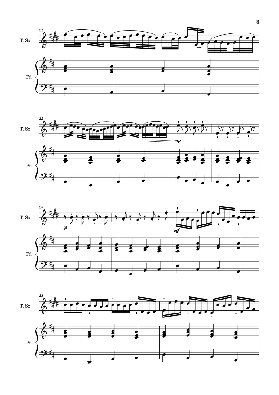 Canon in D Major, P.37; T.337. Arranged for T. Sax and Piano Woodwind Duet scores gallery preview page 3