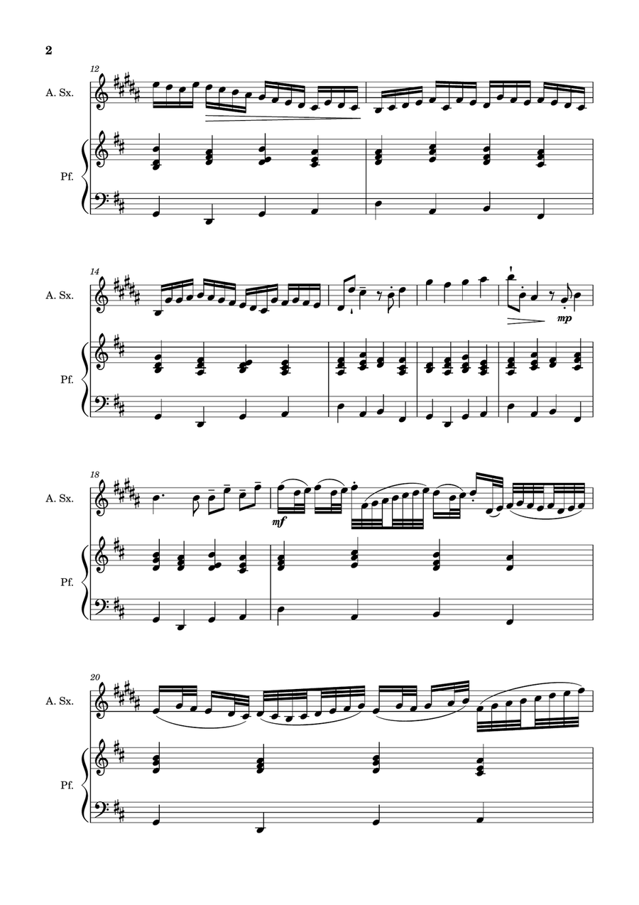 Canon in D Major, P.37; T.337. Arranged for A. Sax and Piano Woodwind Duet scores gallery preview page 2