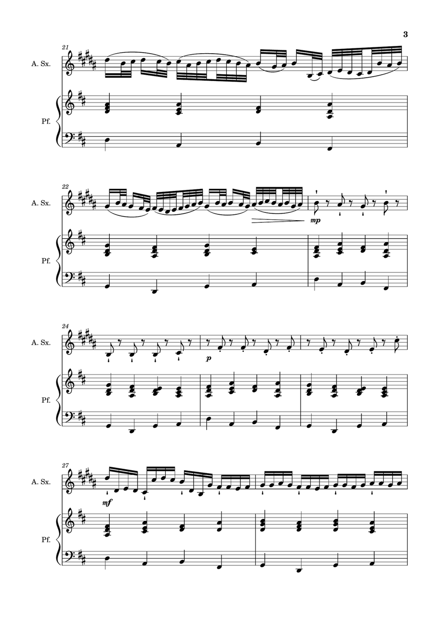 Canon in D Major, P.37; T.337. Arranged for A. Sax and Piano Woodwind Duet scores gallery preview page 3