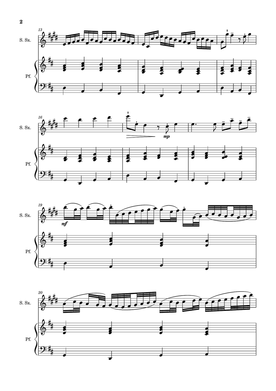 Canon in D Major, P.37; T.337. Arranged for S. Sax and Piano Woodwind Duet scores gallery preview page 2