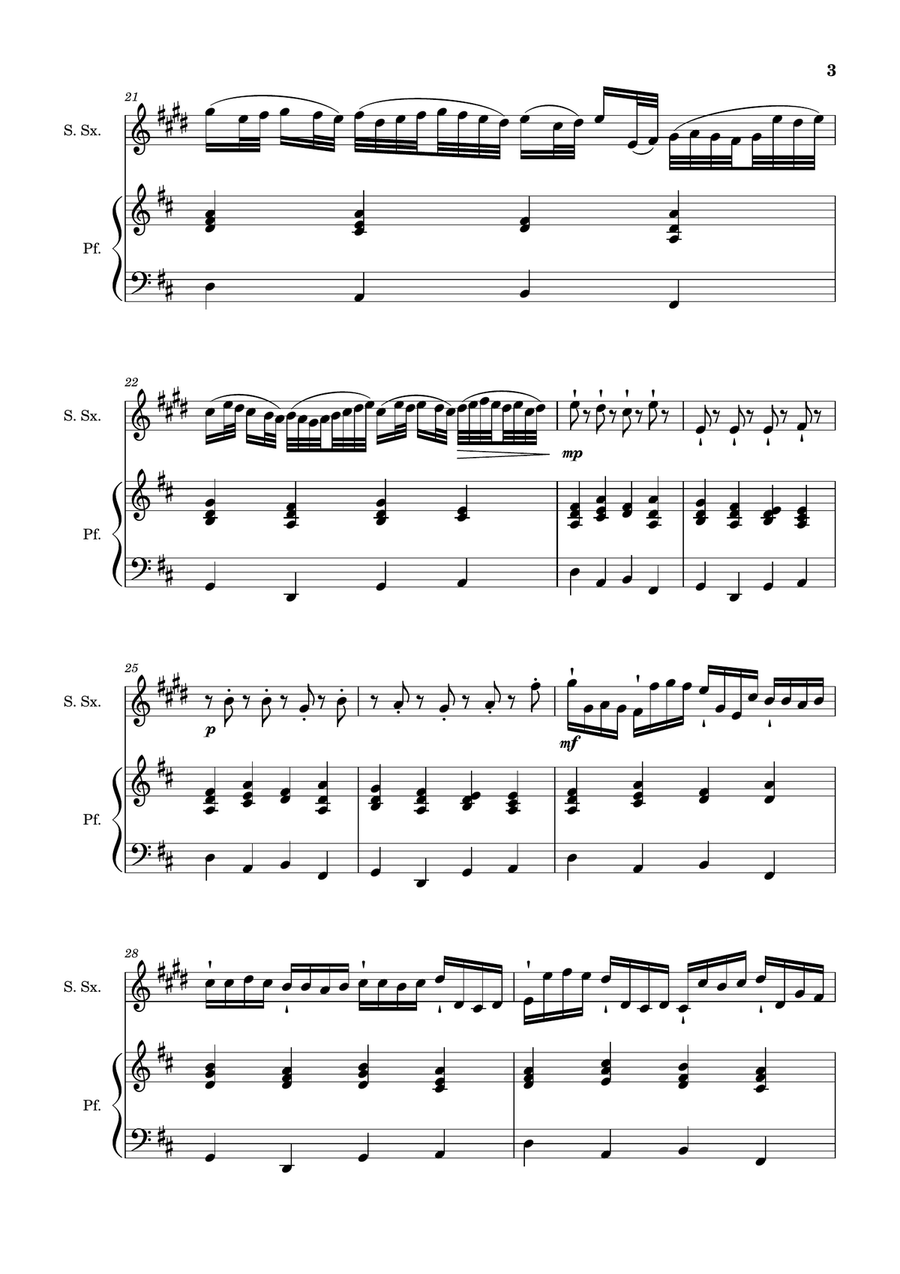 Canon in D Major, P.37; T.337. Arranged for S. Sax and Piano Woodwind Duet scores gallery preview page 3