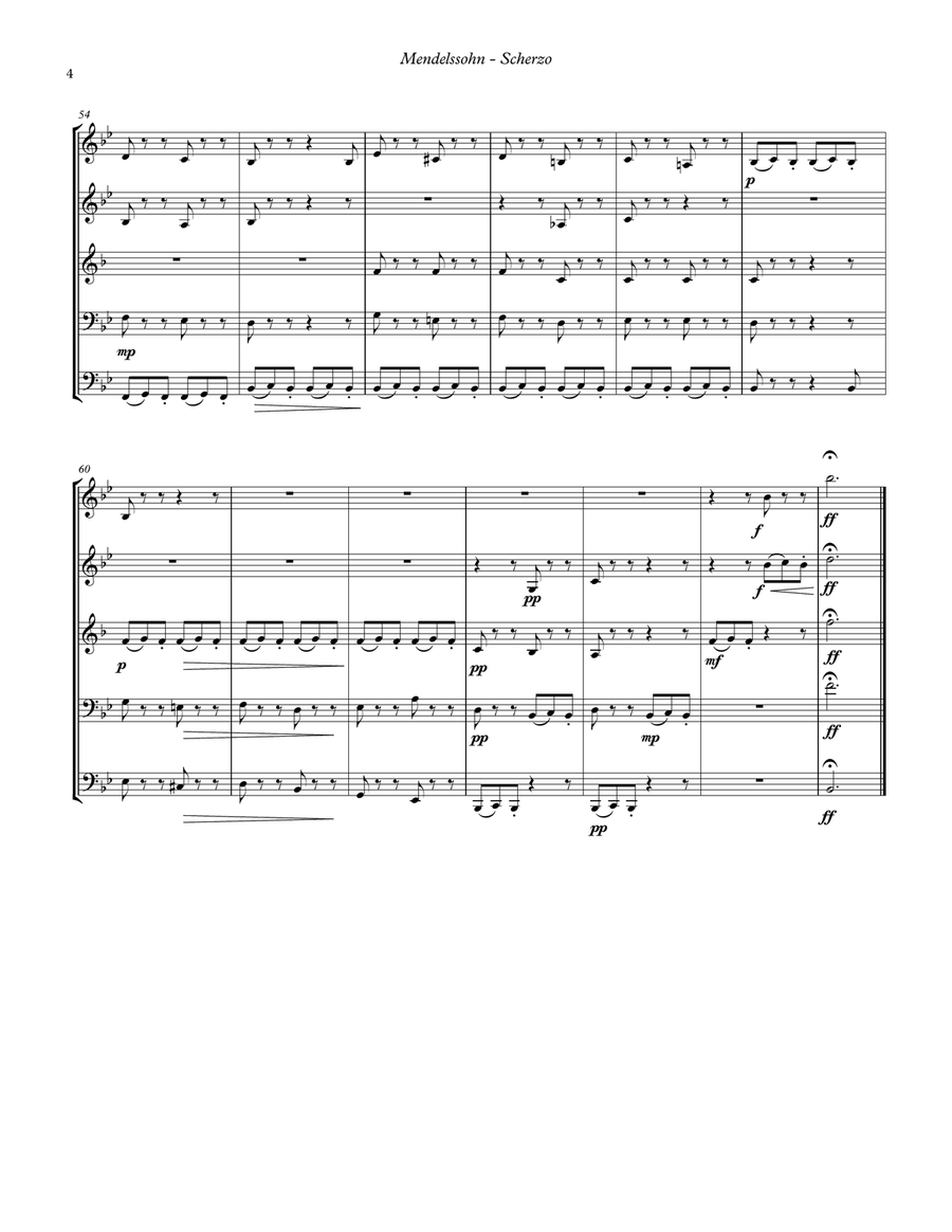 Scherzo Tarantella for Brass Quintet from Op. 102 no. 3 Songs Without Words Brass Quintet scores gallery preview page 3