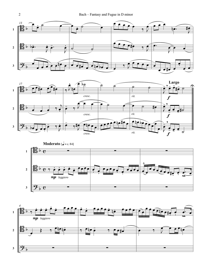 Fantasy and Fugue in D minor BWV 905 for Trombone Trio Trombone Trio scores gallery preview page 3