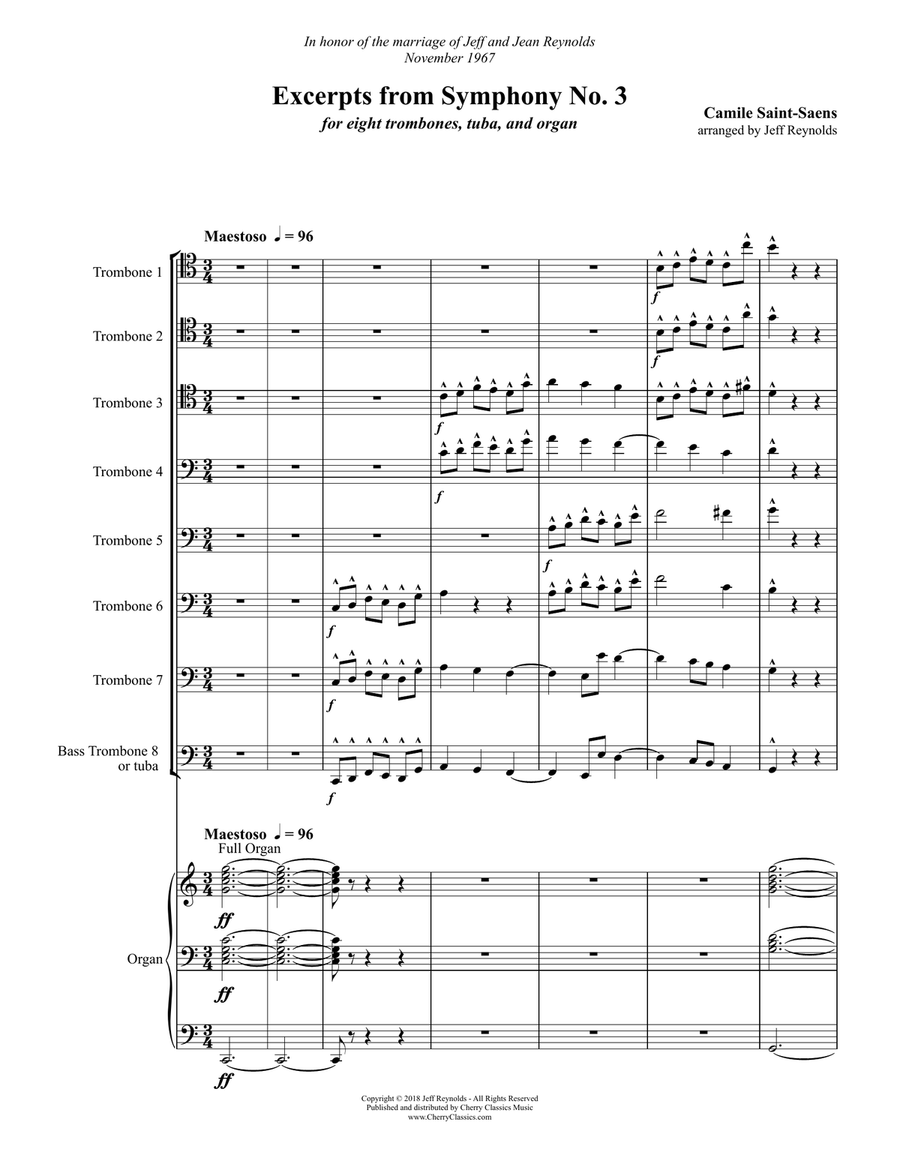 Symphony No. 3 Finale for Trombones, Tuba & Organ Trombone scores gallery preview page 2