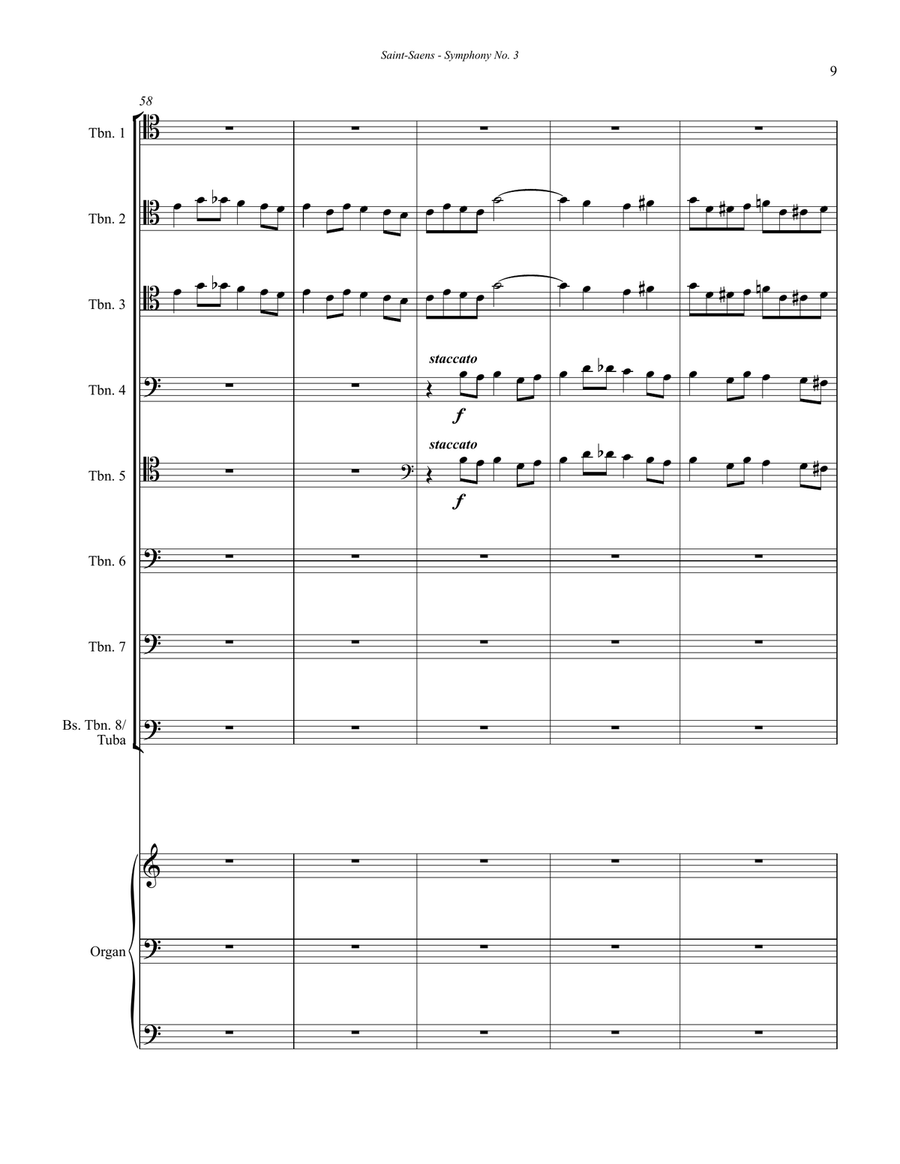 Symphony No. 3 Finale for Trombones, Tuba & Organ Trombone scores gallery preview page 3