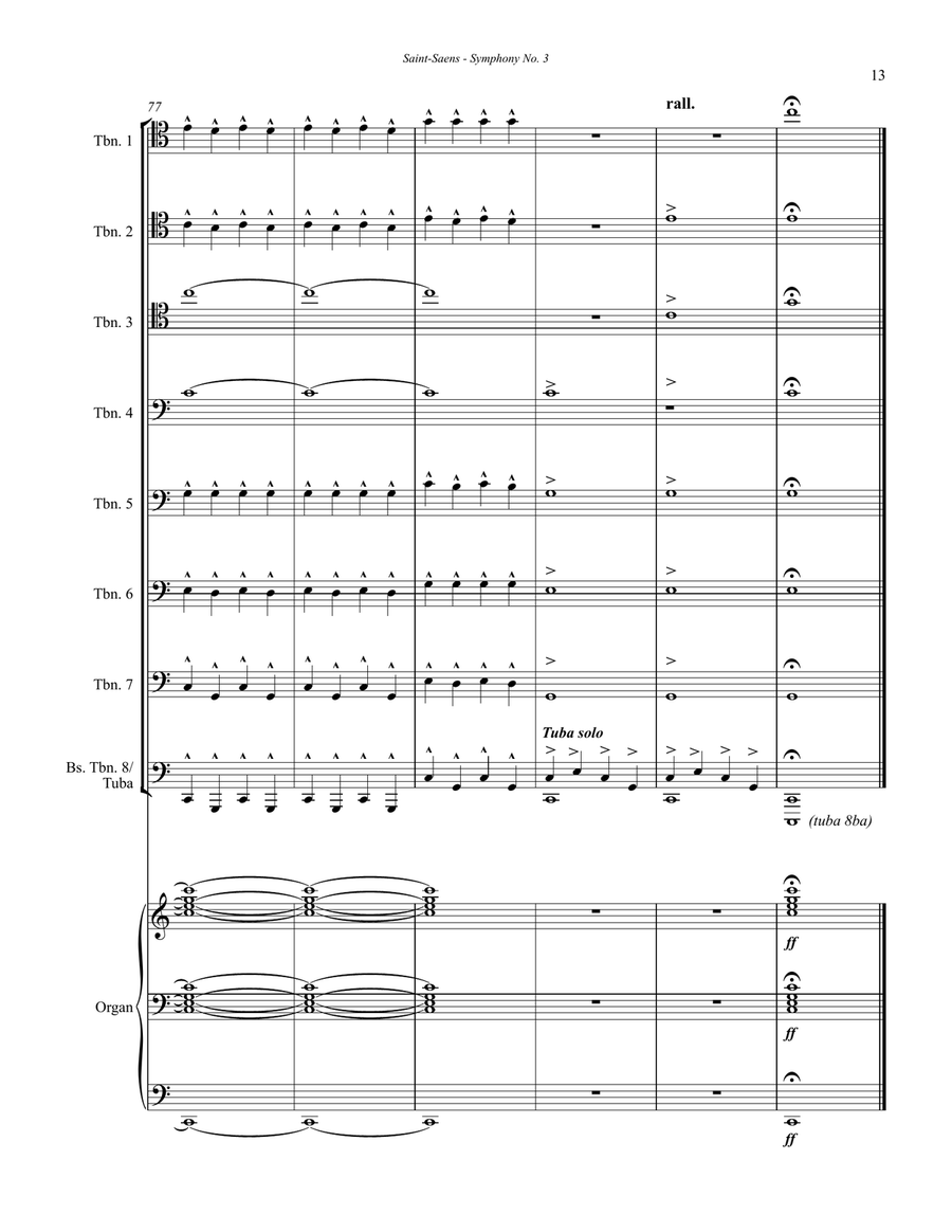 Symphony No. 3 Finale for Trombones, Tuba & Organ Trombone scores gallery preview page 4