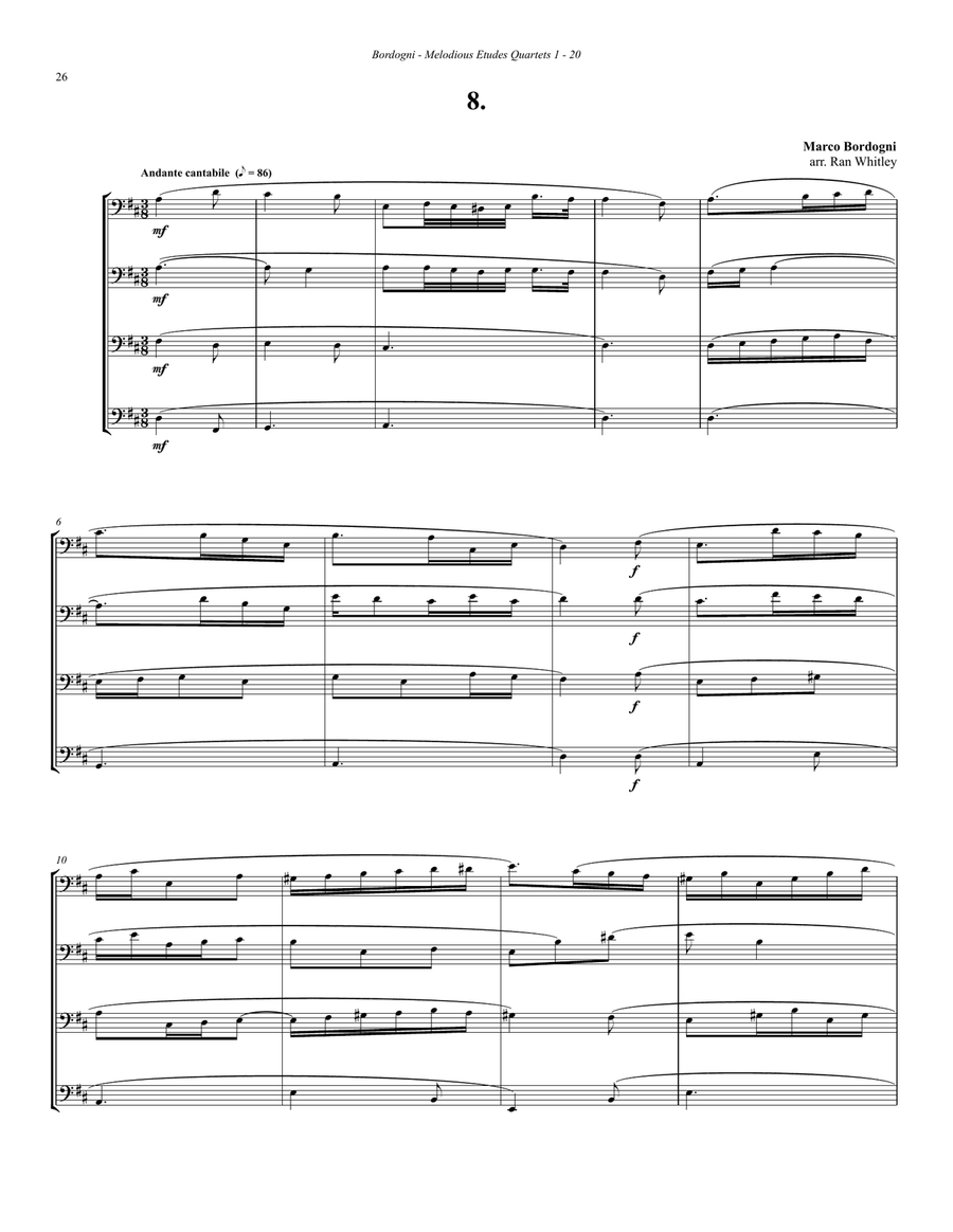 Melodious Etudes 1-20 for Trombone Quartet Trombone Quartet scores gallery preview page 3