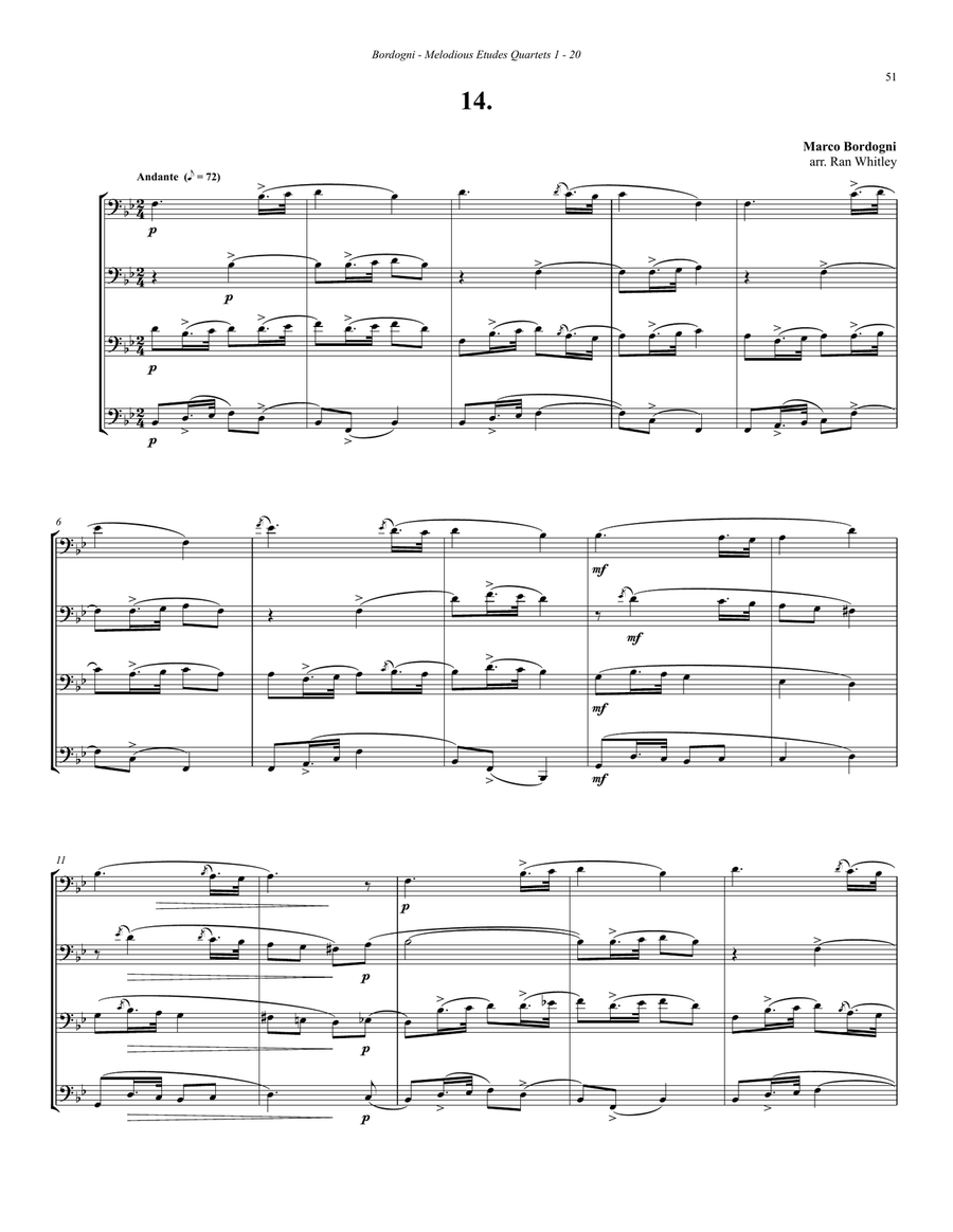 Melodious Etudes 1-20 for Trombone Quartet Trombone Quartet scores gallery preview page 4