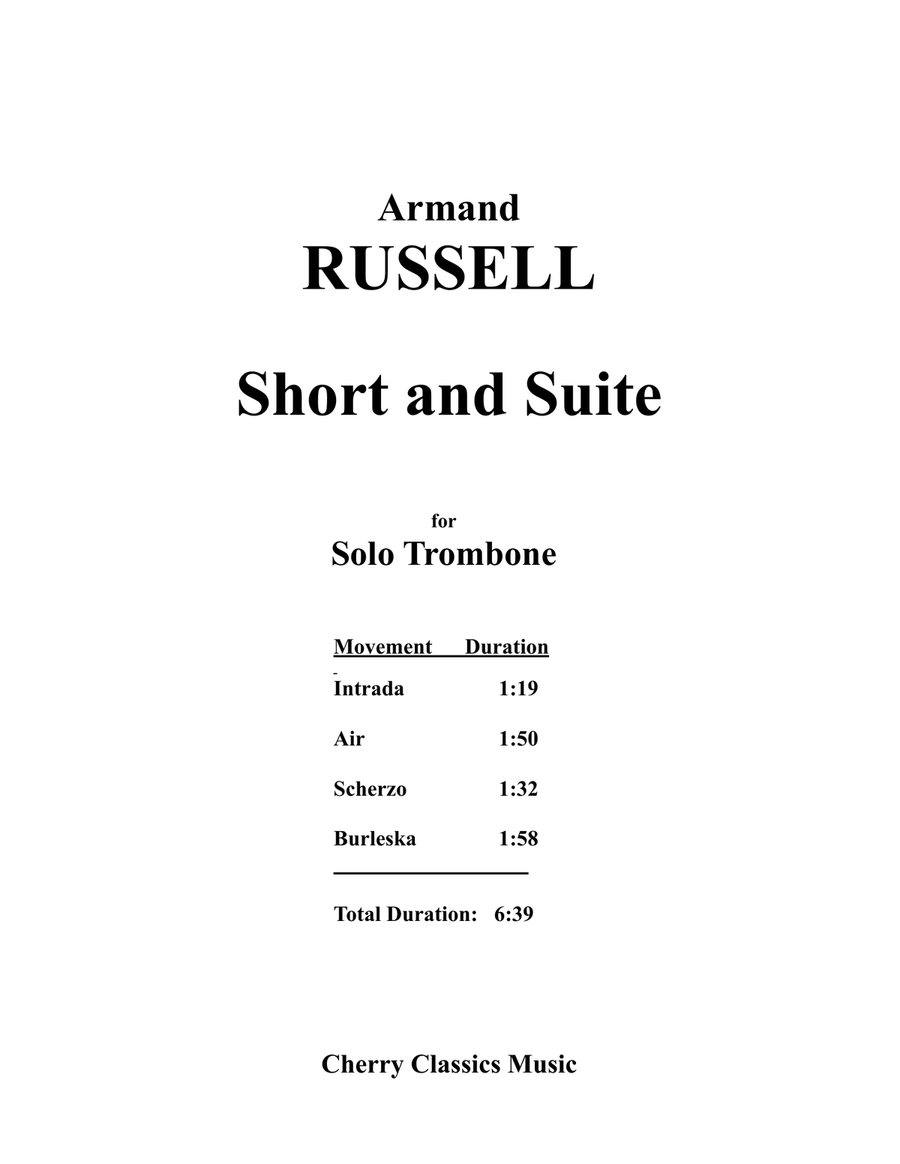 Short and Suite for Solo Trombone Trombone scores gallery preview page 2