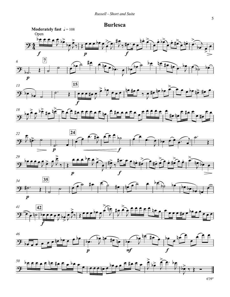 Short and Suite for Solo Trombone Trombone scores gallery preview page 6