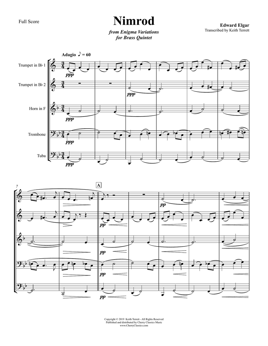 Nimrod from Enigma Variations for Brass Quintet Brass Quintet scores gallery preview page 2