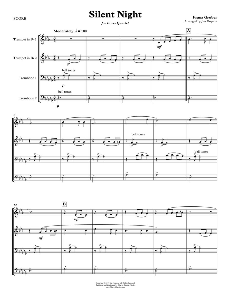 Silent Night for Brass Quartet Brass Quartet scores gallery preview page 2
