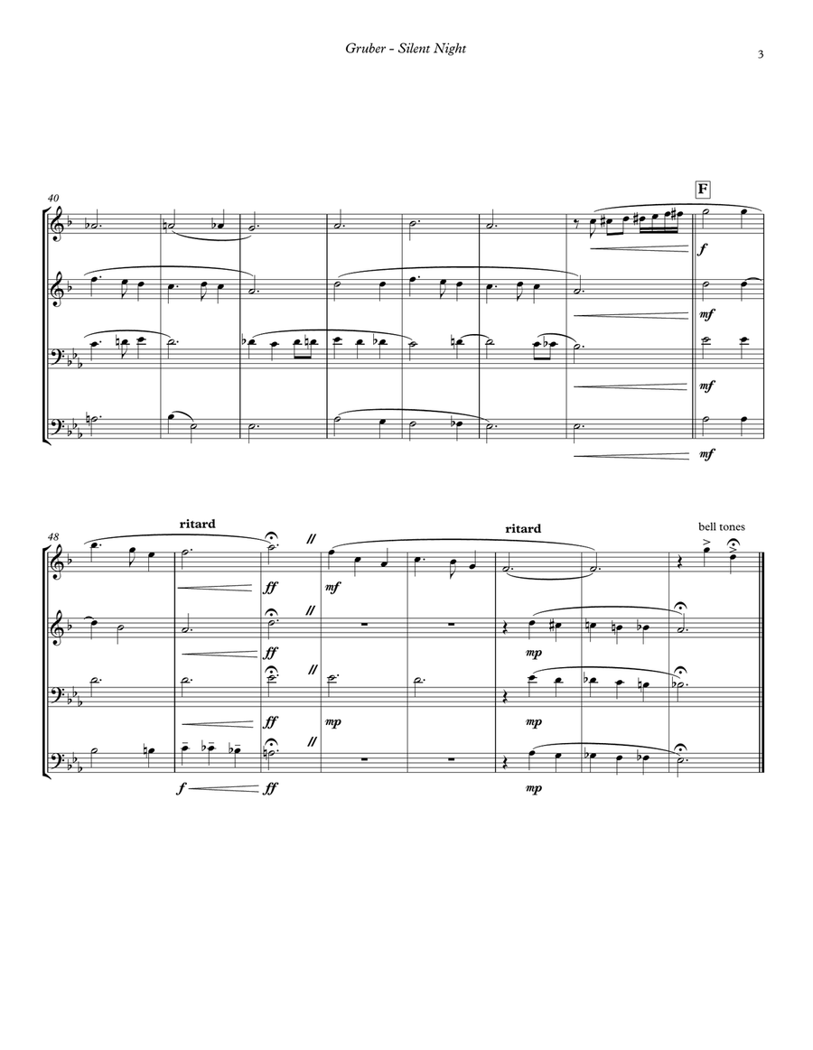 Silent Night for Brass Quartet Brass Quartet scores gallery preview page 3