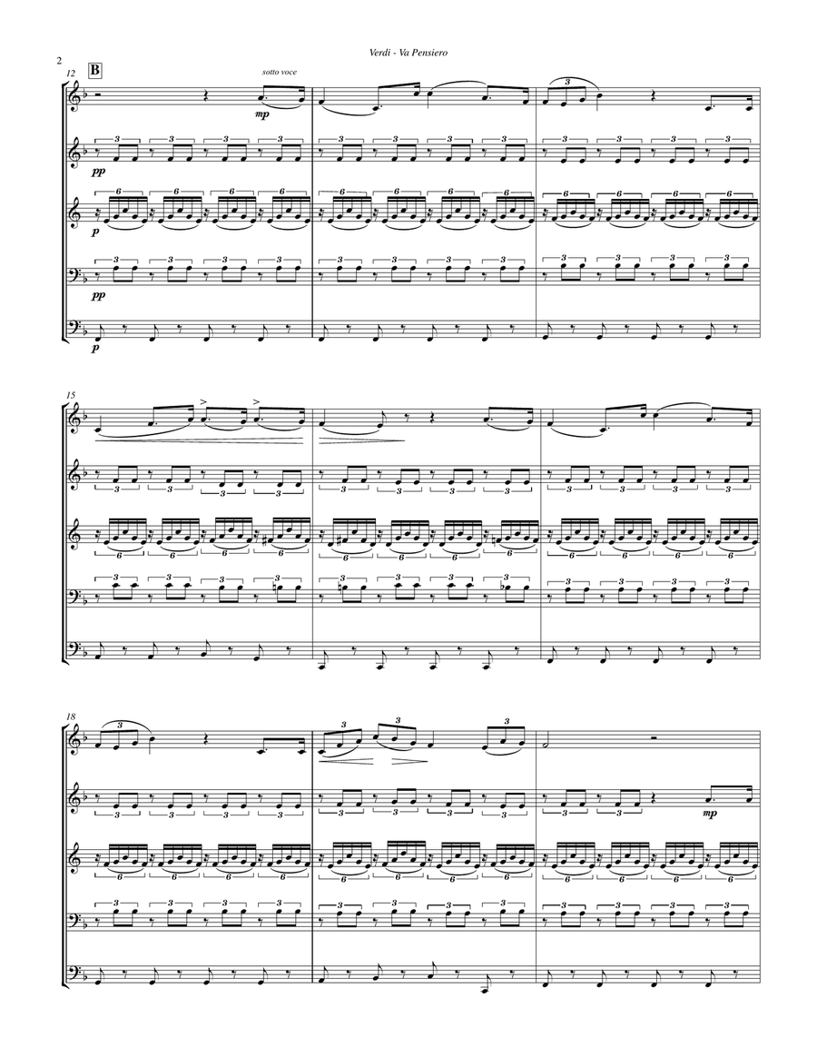Va Pensiero from Nabucco for Brass Quintet Brass Quintet scores gallery preview page 3