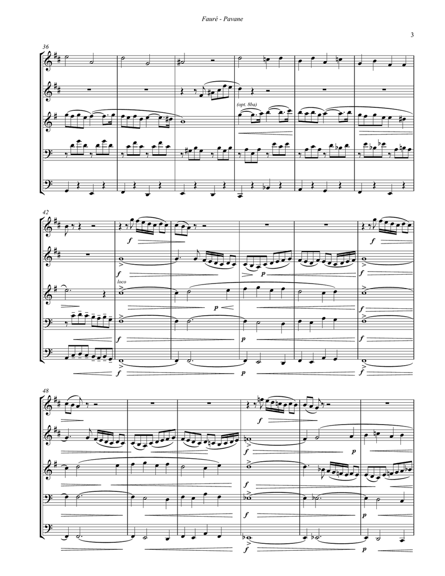 Pavane, Op. 50 for Brass Quintet Brass Quintet scores gallery preview page 3
