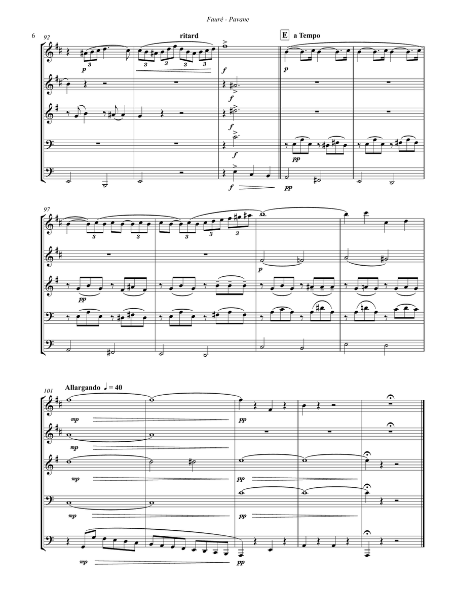 Pavane, Op. 50 for Brass Quintet Brass Quintet scores gallery preview page 4