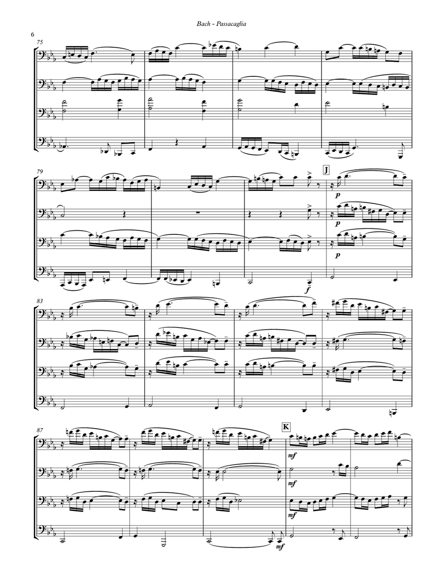 Passacaglia in C minor BWV 582 for Tuba Quartet Tuba Quartet scores gallery preview page 3