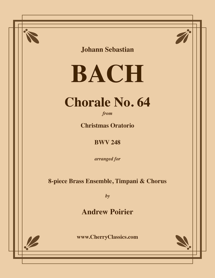 Chorale No. 64 from Christmas Oratorio Brass Ensemble, Timpani and Chorus Choir scores gallery preview page 1