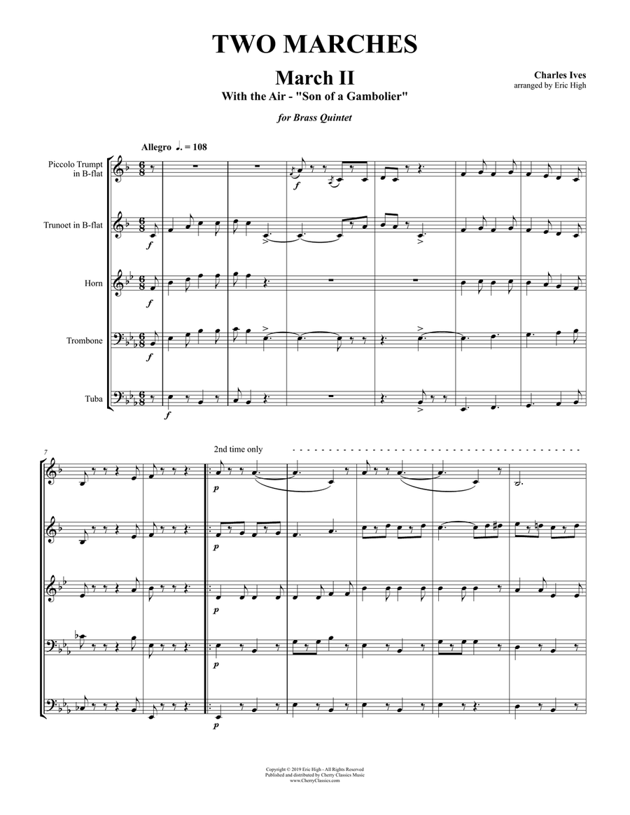 Two Marches for Brass Quintet Brass Quintet scores gallery preview page 2