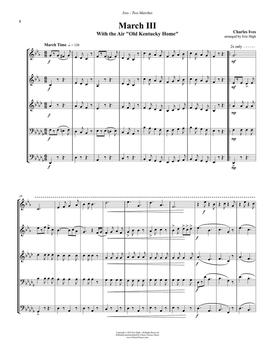 Two Marches for Brass Quintet Brass Quintet scores gallery preview page 4