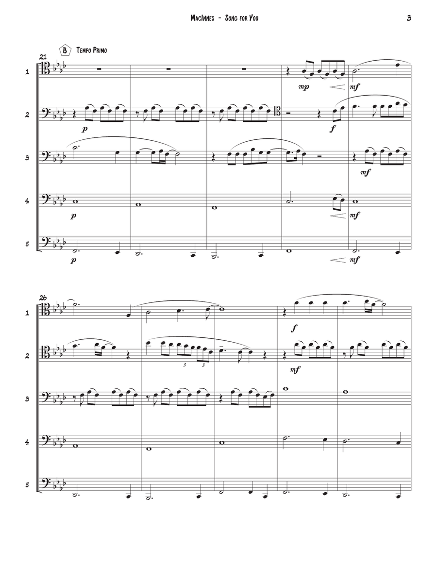 Song for You for Trombone Quintet Trombone scores gallery preview page 3