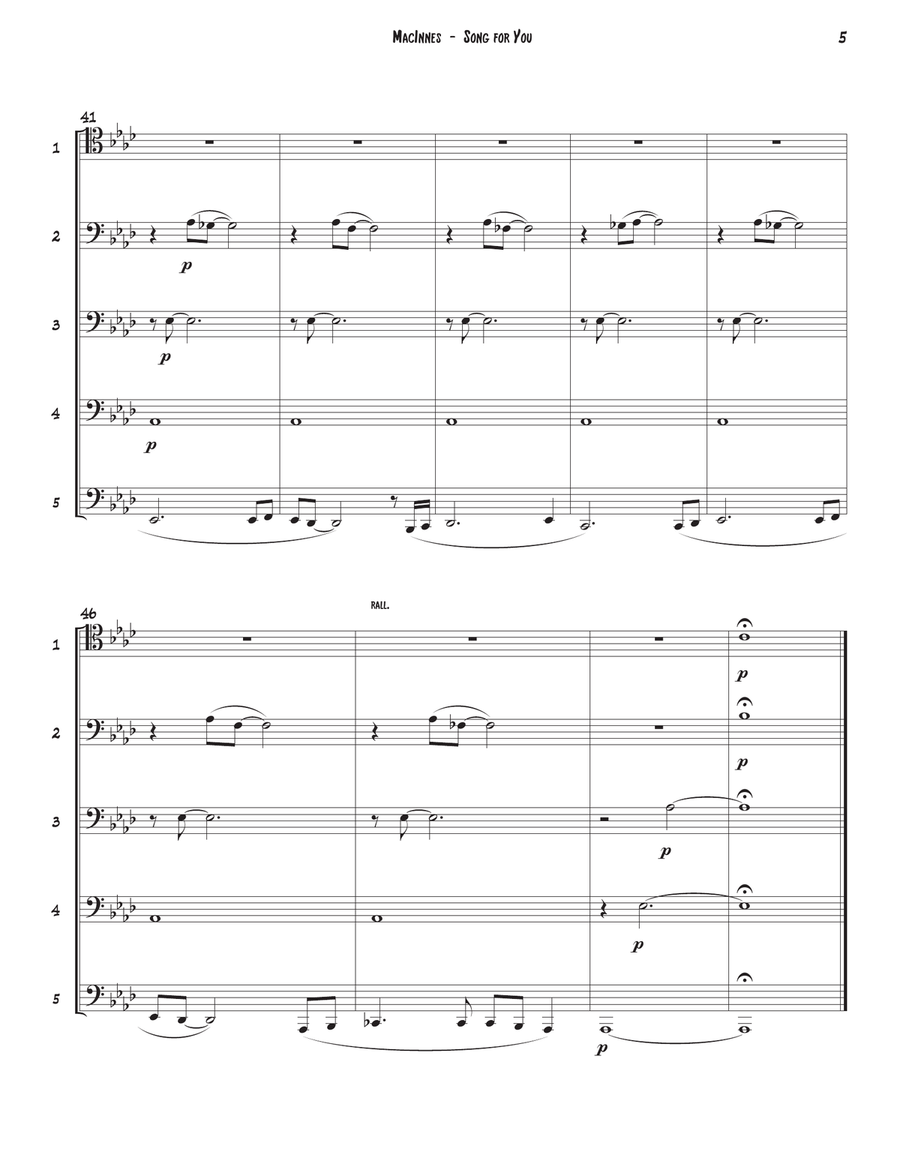 Song for You for Trombone Quintet Trombone scores gallery preview page 4