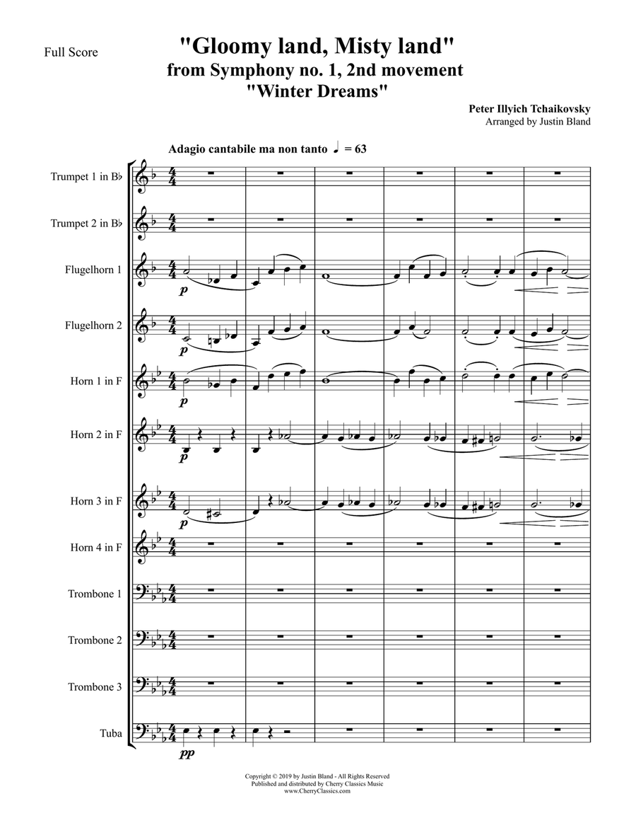 Gloomy Land, Misty Land from Symphony No. 1 for 12-piece Brass Ensemble Score scores gallery preview page 2