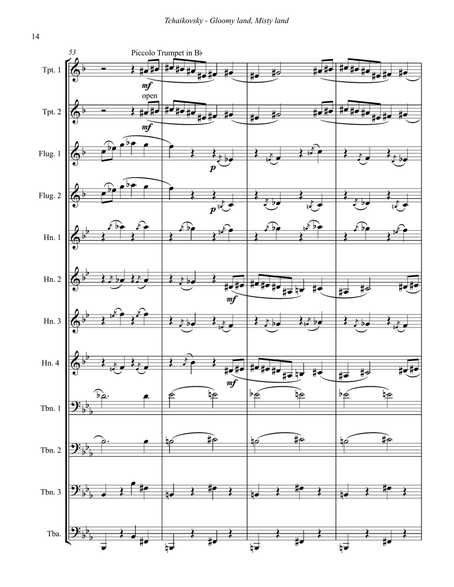 Gloomy Land, Misty Land from Symphony No. 1 for 12-piece Brass Ensemble Score scores gallery preview page 3