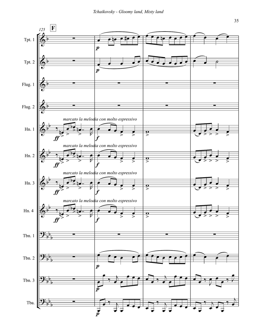Gloomy Land, Misty Land from Symphony No. 1 for 12-piece Brass Ensemble Score scores gallery preview page 5
