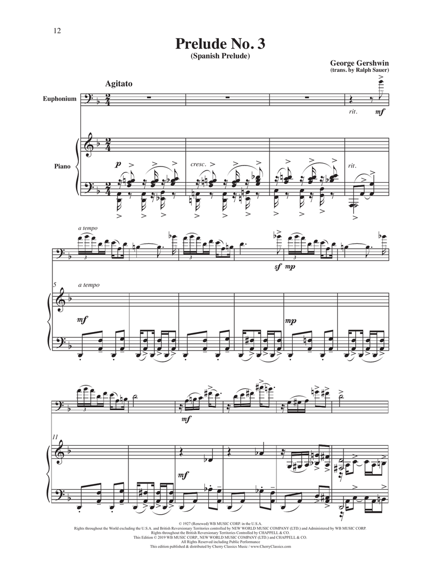 Three Preludes for Euphonium and Piano Euphonium scores gallery preview page 7