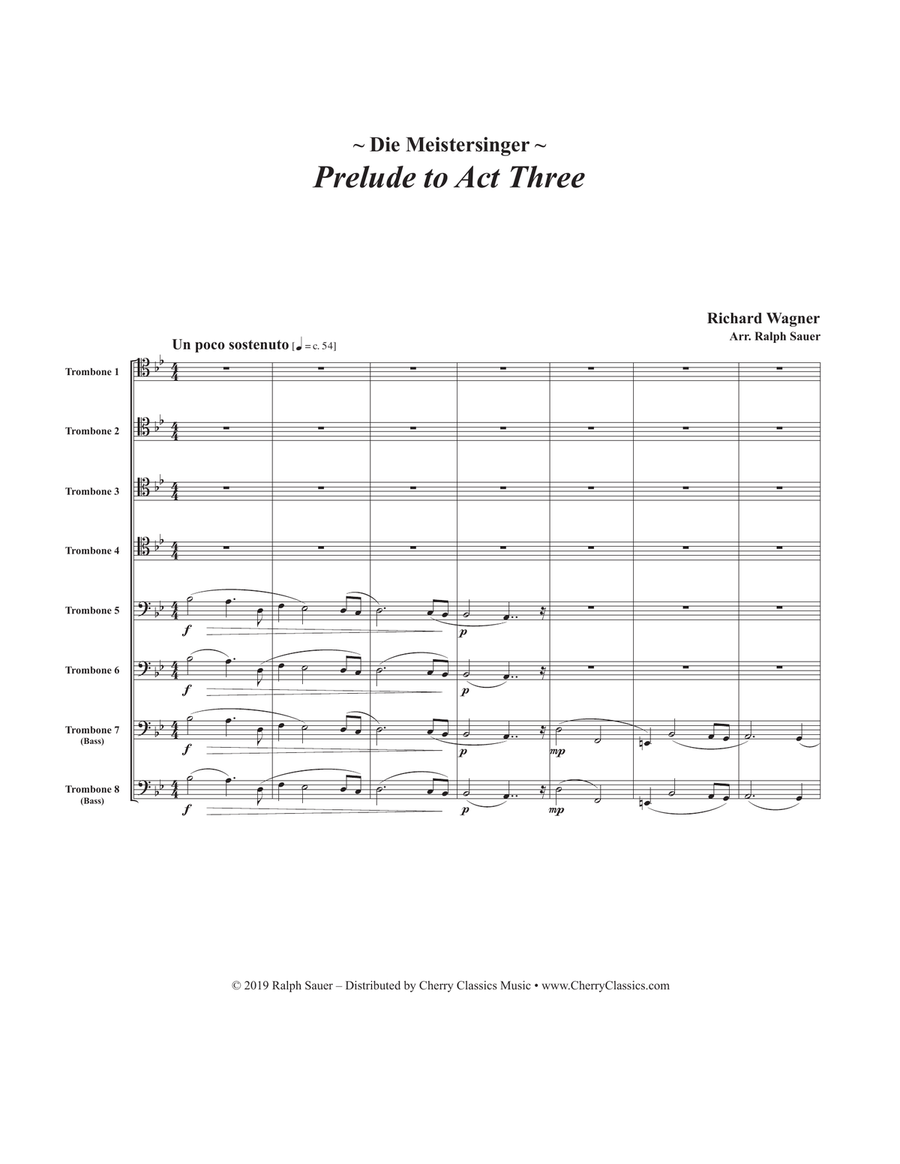 Prelude to Act III of Die Meistersinger for 8-part Trombone Ensemble by Richard Wagner Trombone - Sheet Music page 2
