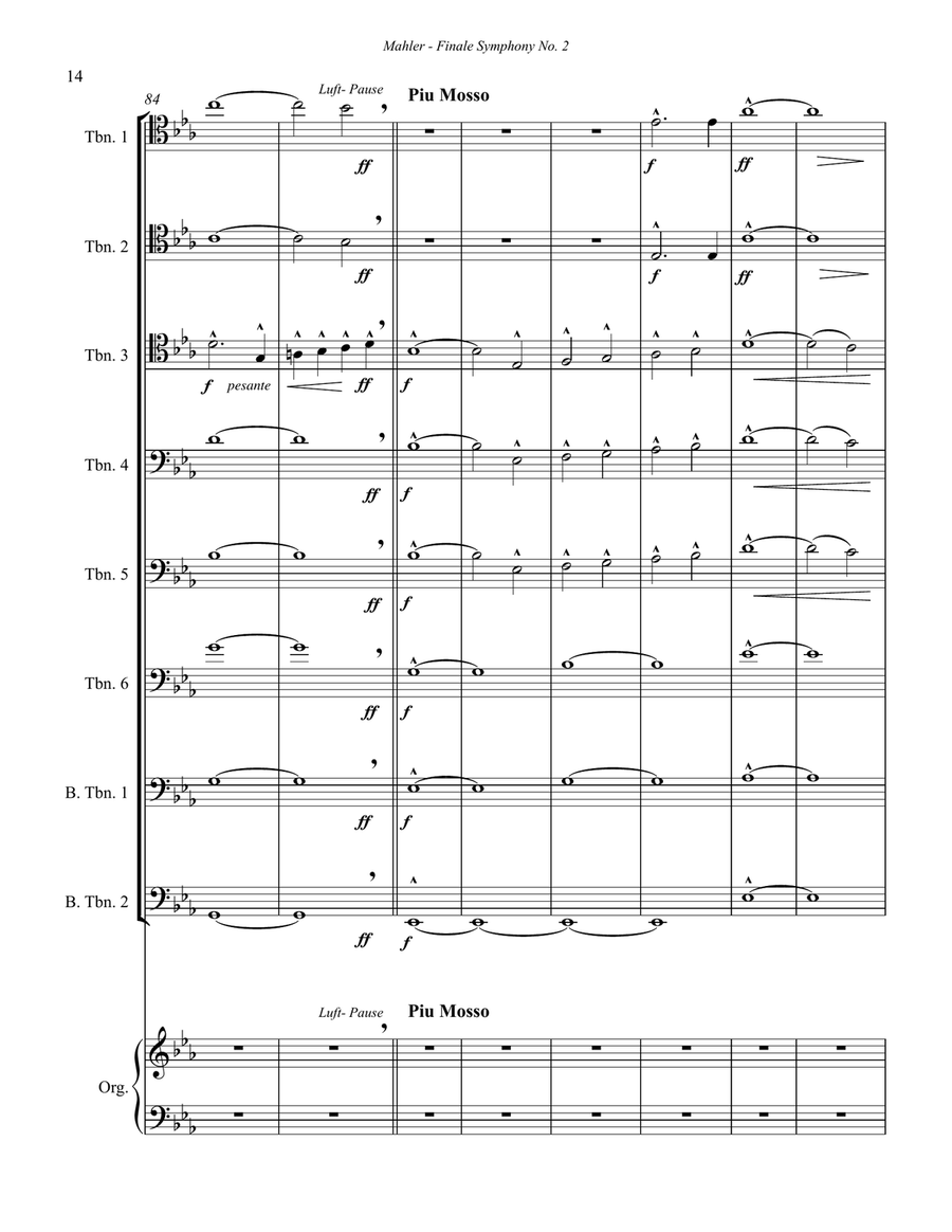 Finale from Symphony No. 2 for 8-part Trombone ensemble & Organ opt. Trombone scores gallery preview page 3