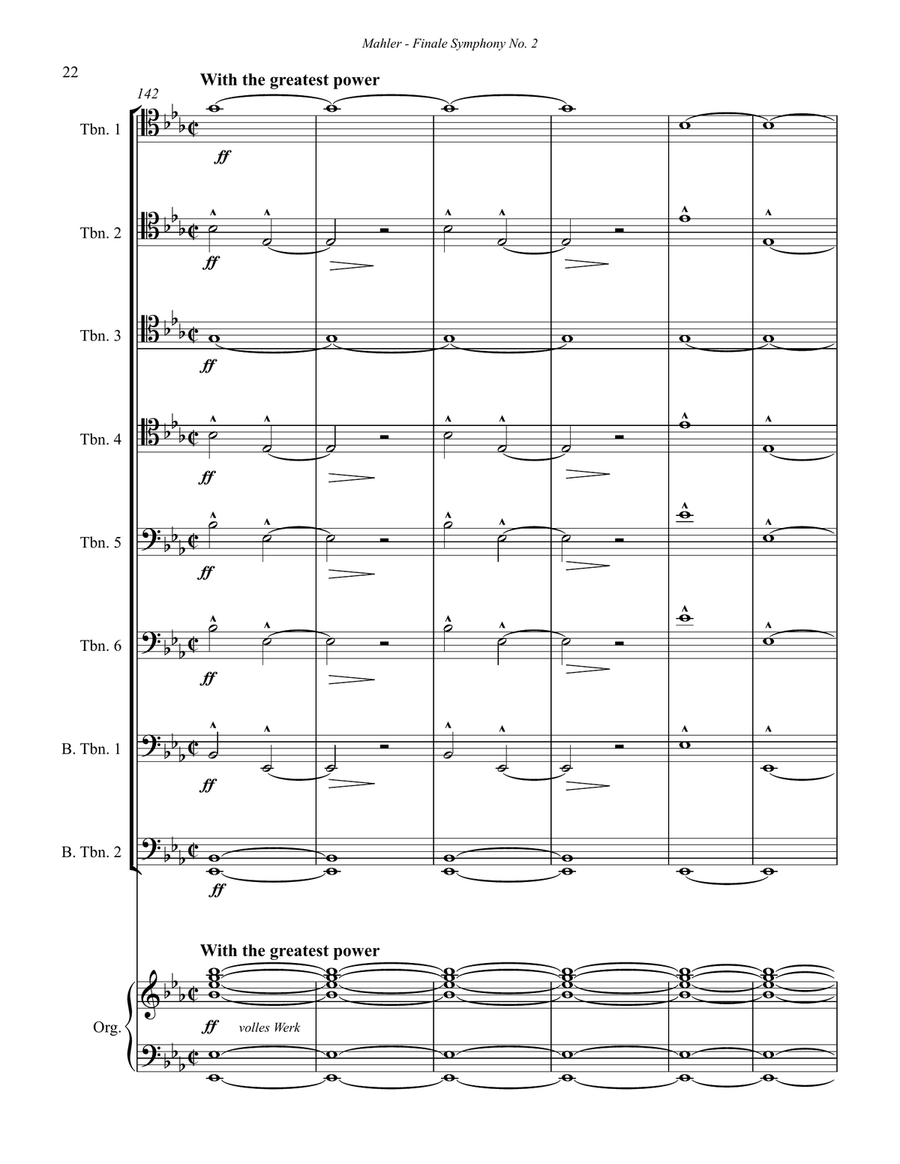 Finale from Symphony No. 2 for 8-part Trombone ensemble & Organ opt. Trombone scores gallery preview page 4