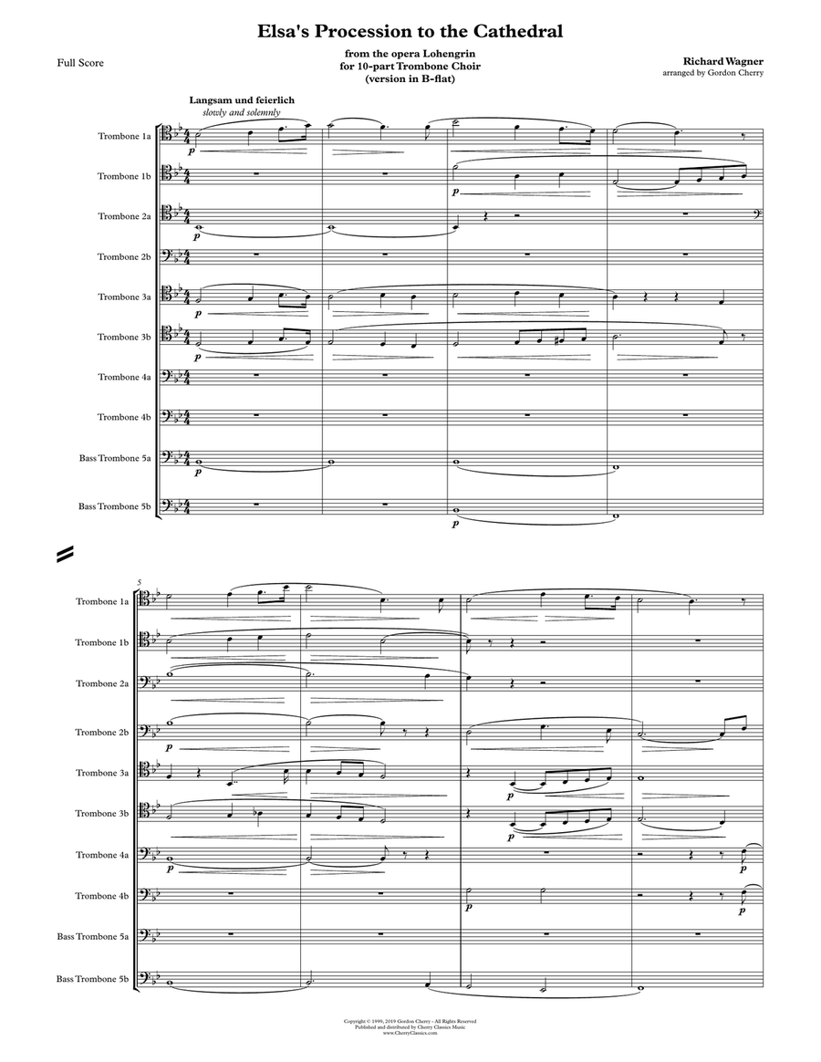 Elsa’s Procession to the Cathedral for 10-part Trombone Ensemble (B-flat version) Trombone scores gallery preview page 2