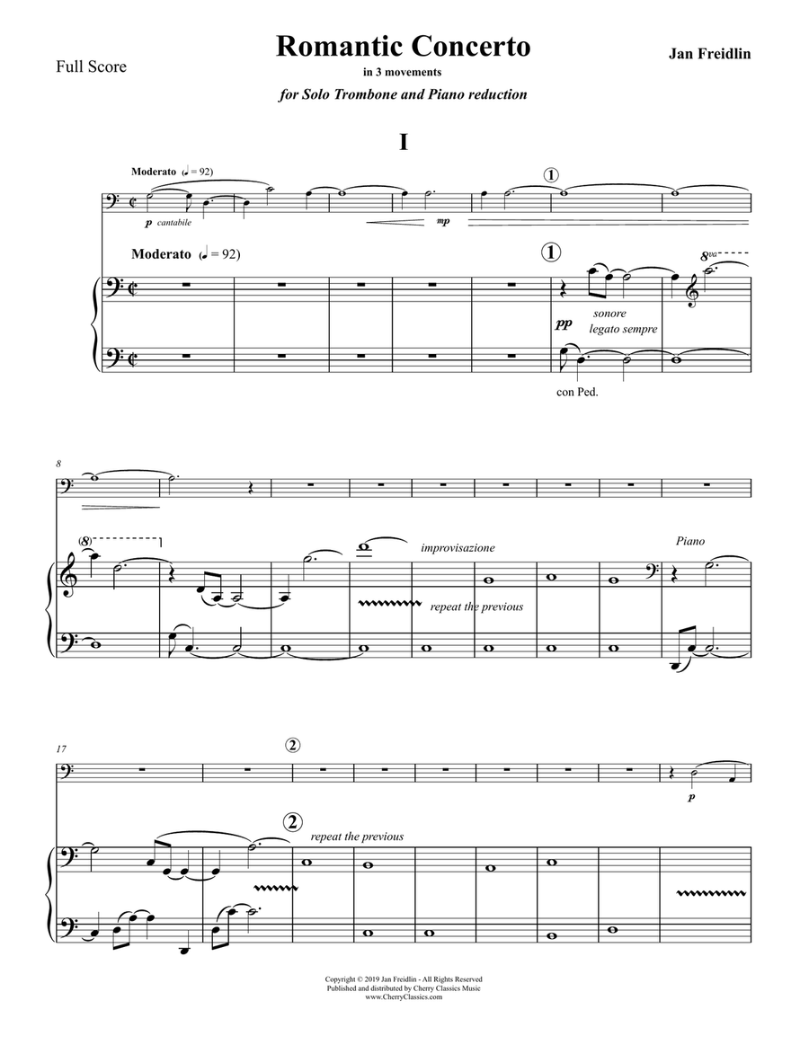 Romantic Concerto for Trombone and Piano reduciton Piano Accompaniment scores gallery preview page 6