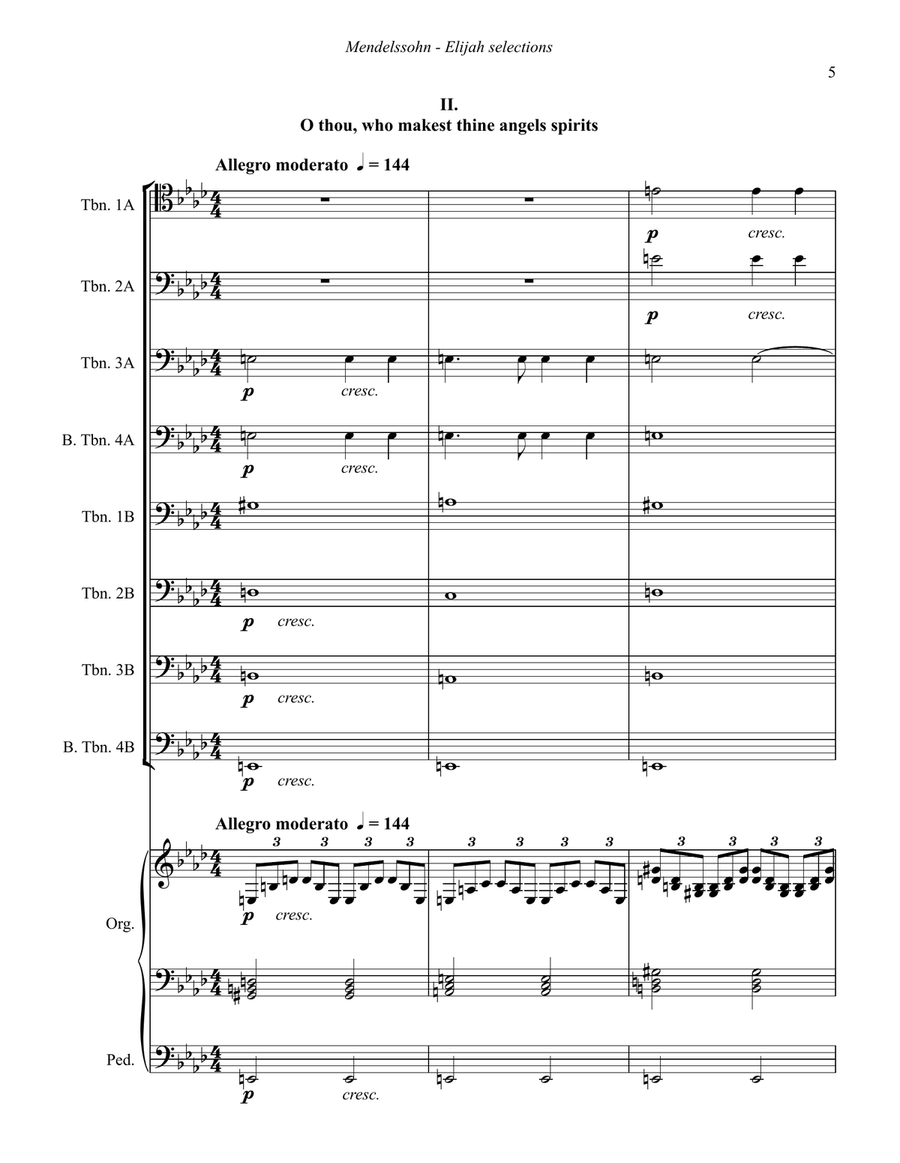 Selections from Elijah for 8-part Trombone Ensemble w. Opt. Organ Trombone scores gallery preview page 3