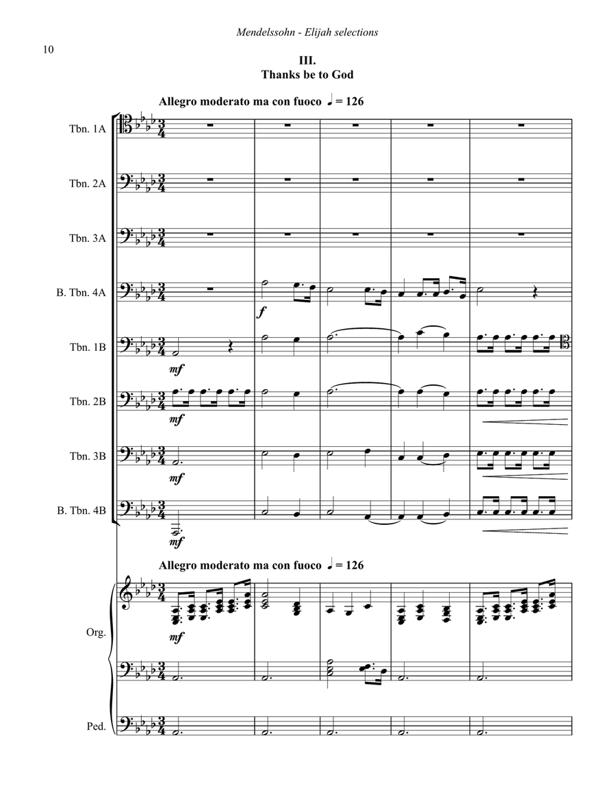 Selections from Elijah for 8-part Trombone Ensemble w. Opt. Organ Trombone scores gallery preview page 4