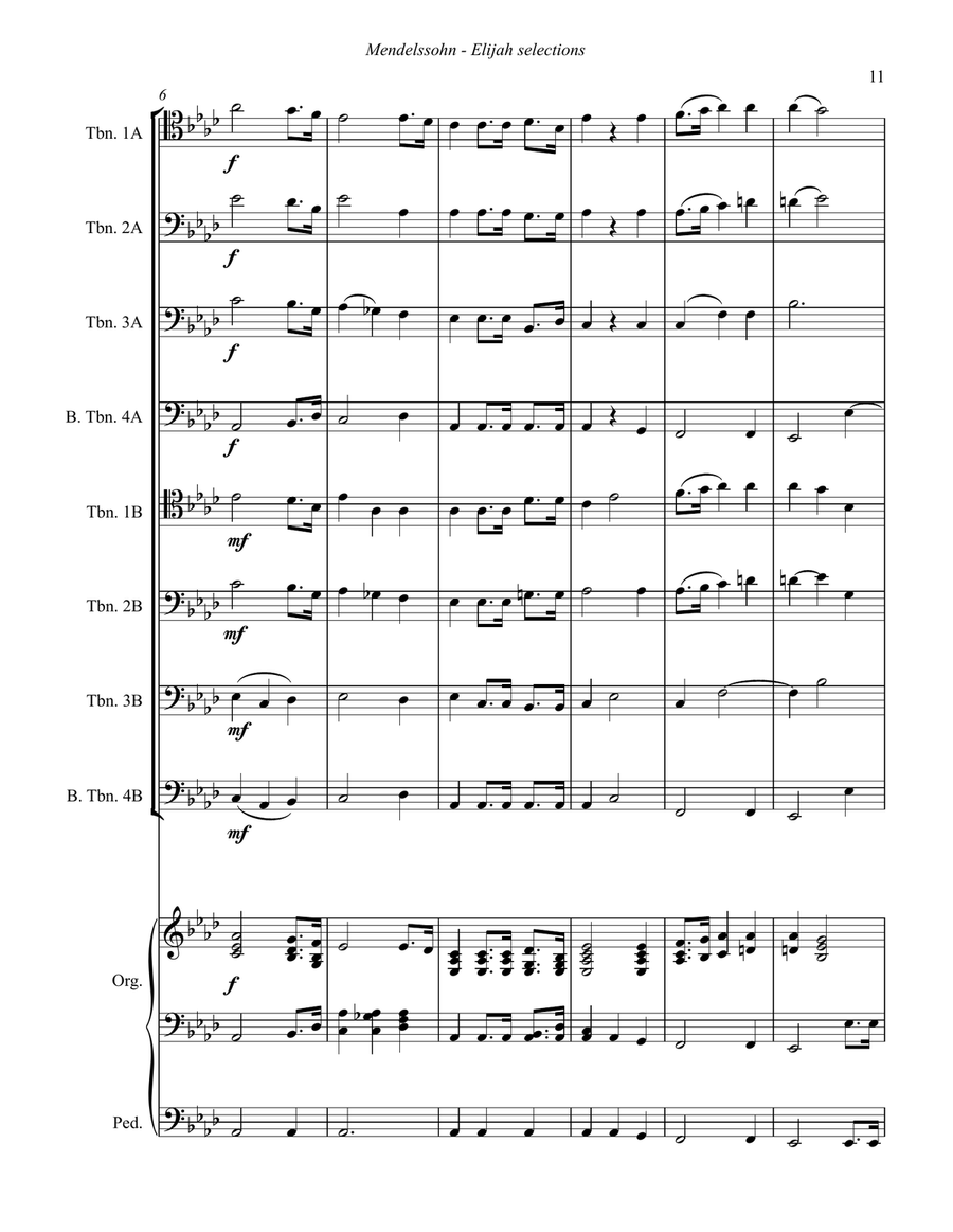 Selections from Elijah for 8-part Trombone Ensemble w. Opt. Organ Trombone scores gallery preview page 5